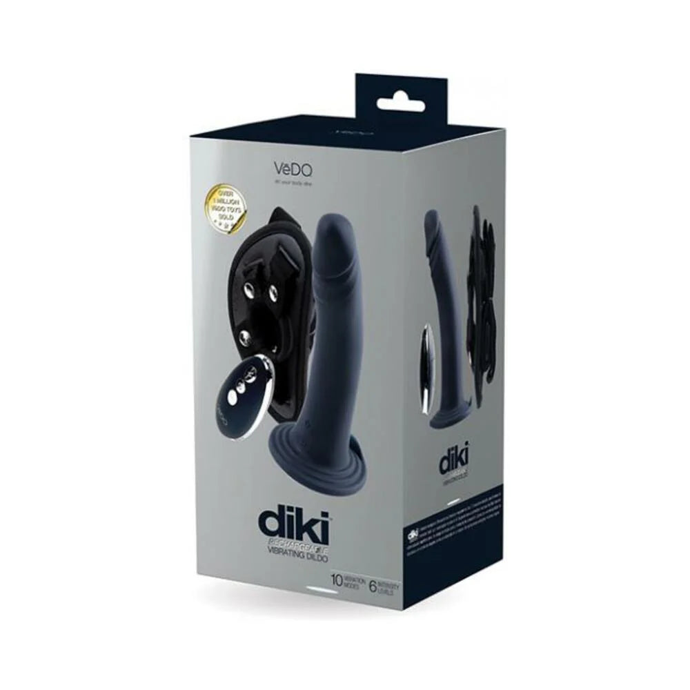 Vedo Diki Rechargeable Vibrating Dildo With Harness Just Black