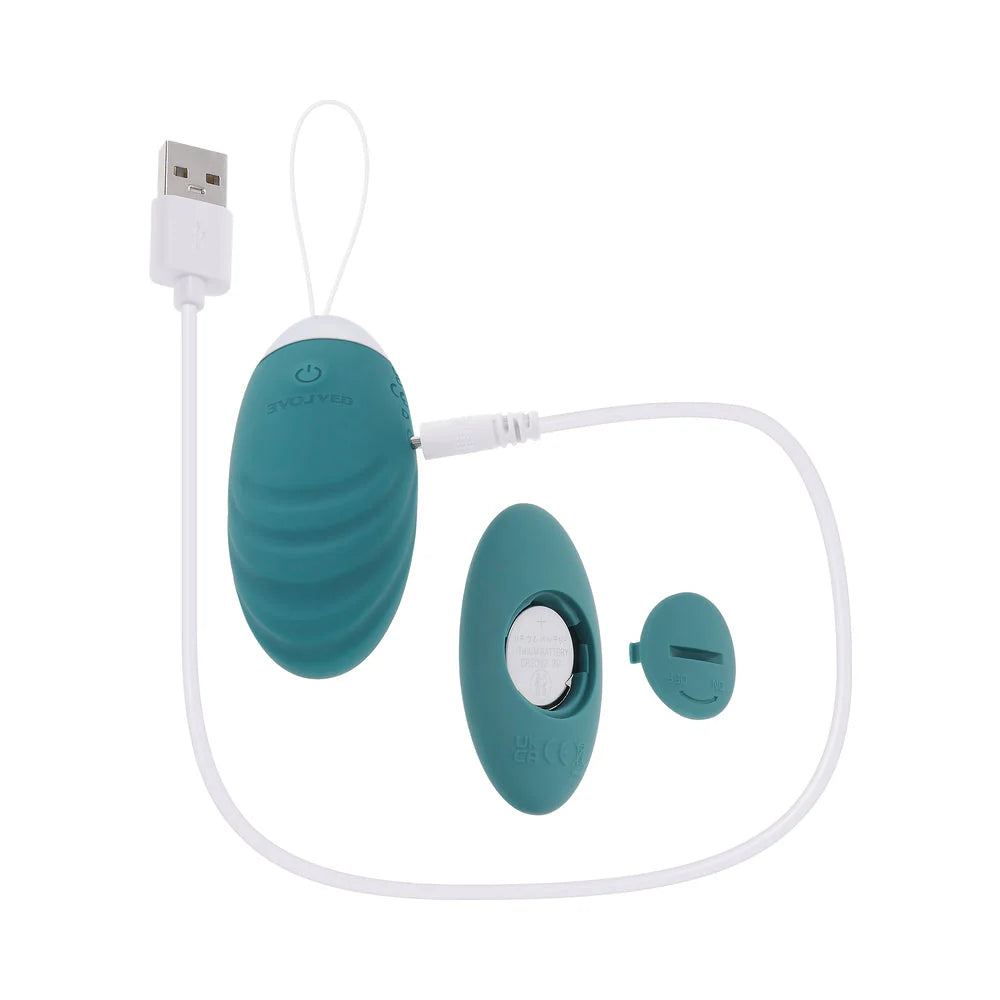 Evolved Oval Office Rechargeable Vibrating Egg Vibe With Remote Silicone Teal