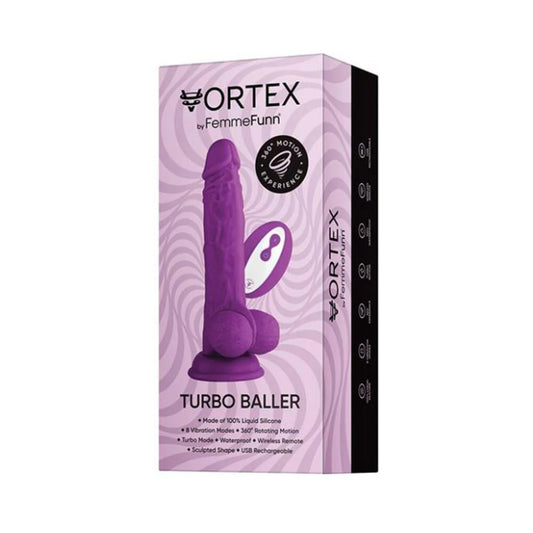 Femmefunn Vortex Turbo Baller 2.0 Rotating And Vibrating Dildo Purple